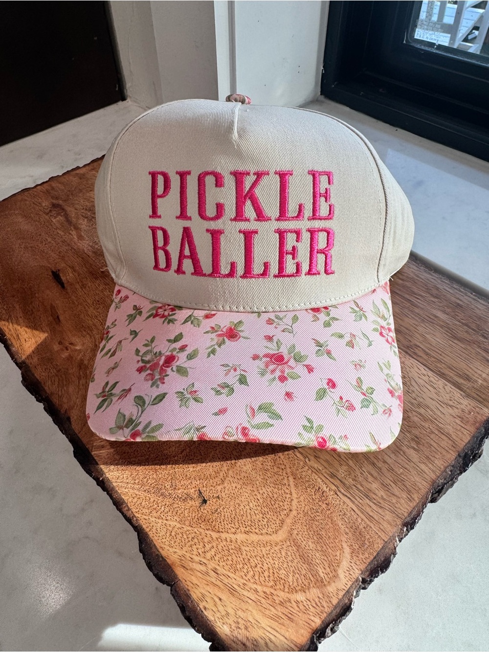 Pink Floral 'Pickle Baller' Trucker Hat